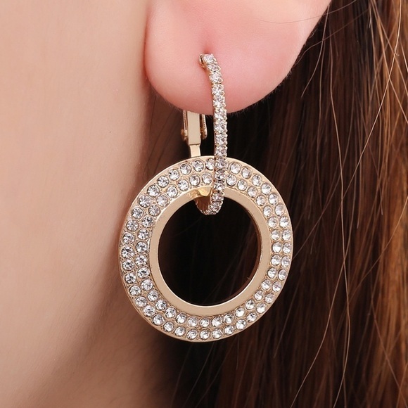 Gold Plated Crystal Hoop Earrings - Picture 8 of 9